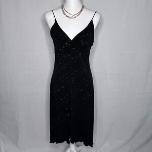 City Triangles Black Sequin Midi Dress Y2K Spaghetti Strap Party Large